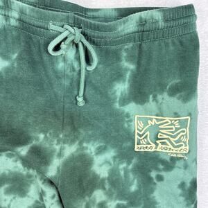 Keith Haring Sweatpants Men L Green Tie Dye Pant Workout Gym NYC Street Pop Art